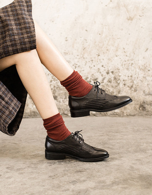Vintage Braided Sheepskin Brogue Oxfords for Women Aug Shoes Collection 2022 127.00