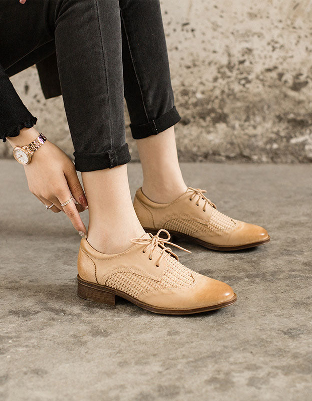 Vintage Braided Sheepskin Brogue Oxfords for Women Aug Shoes Collection 2022 127.00