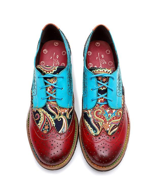 Handmade Leather Vintage Oxford Shoes for Women 36-42 - ZYLIRA