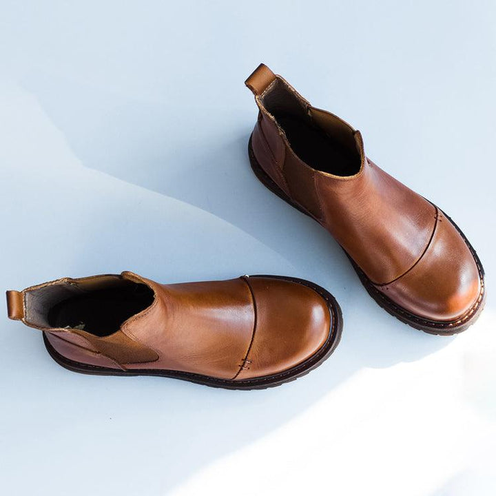 Vintage Leather Fashion Women's Ankle Boots - ZYLIRA
