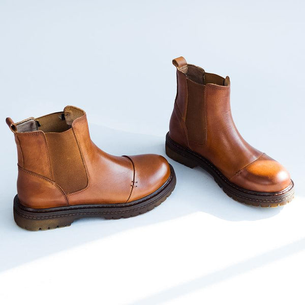 Vintage Leather Fashion Women's Ankle Boots - ZYLIRA