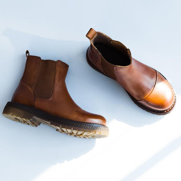Vintage Leather Fashion Women's Ankle Boots - ZYLIRA