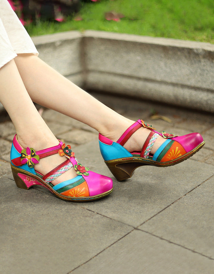 Vintage Flower Cutout Chunky Mary Jane Sandals Aug Shoes Collection 2022 85.00