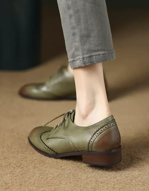 Vintage Green Classic Brogue Oxford Shoes Women April Shoes Collection 2023 150.00