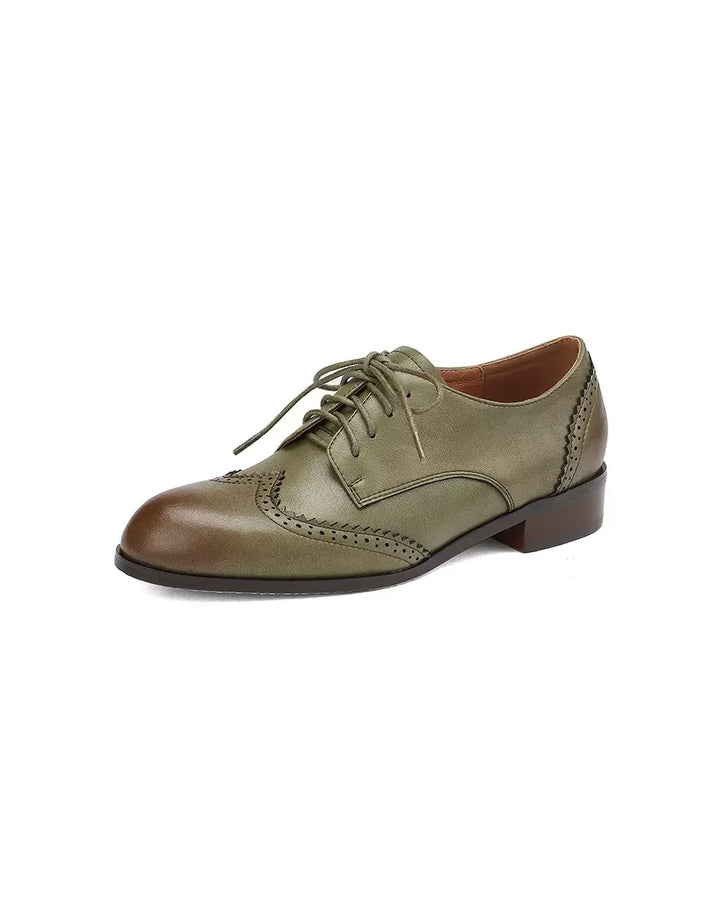 Vintage Green Classic Brogue Oxford Shoes Women April Shoes Collection 2023 150.00