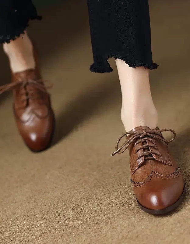 Vintage Green Classic Brogue Oxford Shoes Women April Shoes Collection 2023 150.00