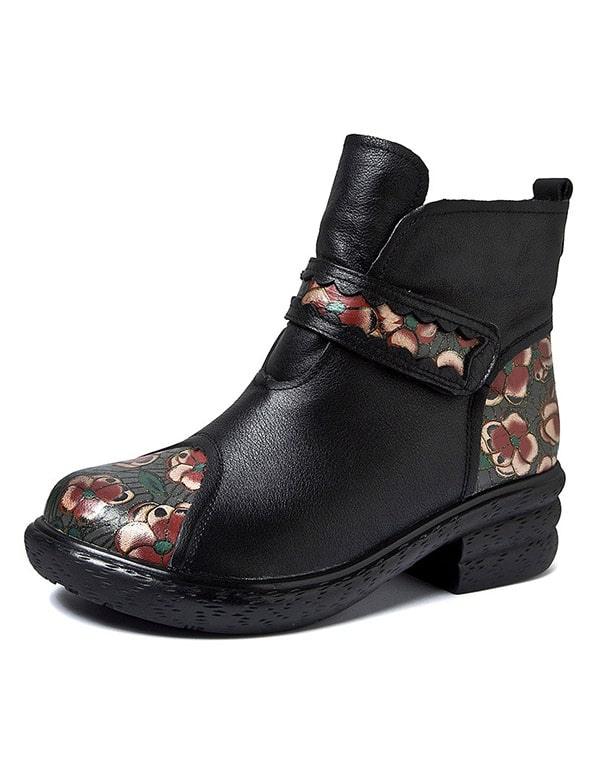 Vintage Painted Velcro Ethnic Winter Boots - ZYLIRA