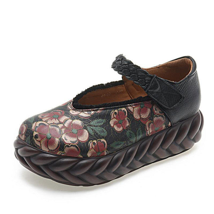 Vintage Autumn Leather Platform Comfortable Ethnic Sandlas - ZYLIRA