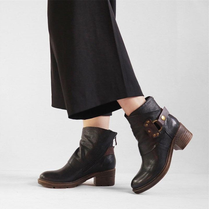 Vintage Distressed Belt Buckle Ankle Boots Women | Gift Shoes - ZYLIRA