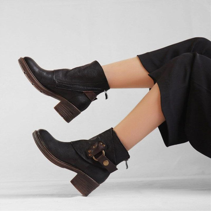 Vintage Distressed Belt Buckle Ankle Boots Women | Gift Shoes - ZYLIRA