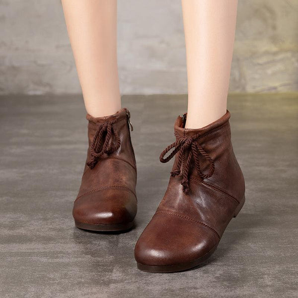 Vintage Handmade Patchwork Lace-up Women's Boots - ZYLIRA