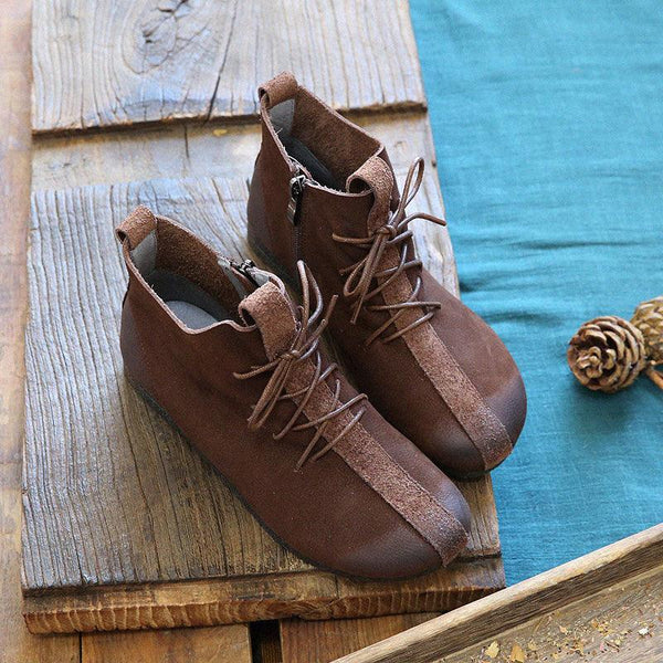 Vintage Leather Handmade Comfortable Women's Boots - ZYLIRA
