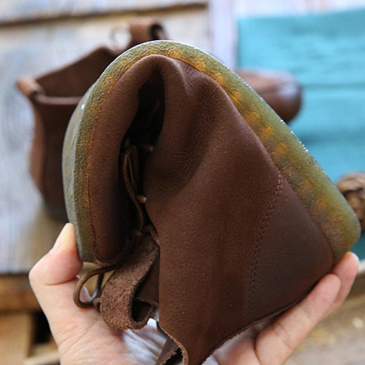 Vintage Leather Handmade Comfortable Women's Boots - ZYLIRA