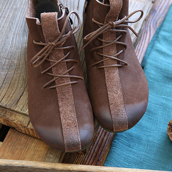 Vintage Leather Handmade Comfortable Women's Boots - ZYLIRA