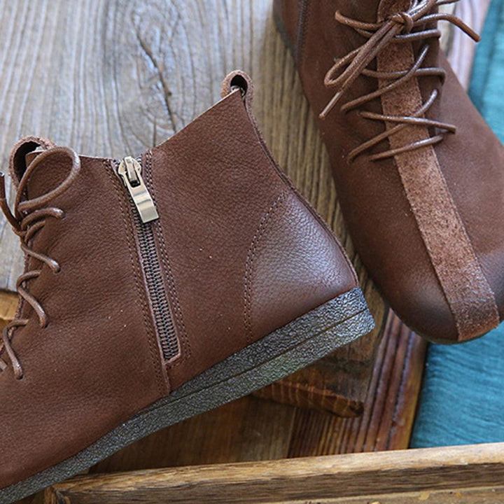 Vintage Leather Handmade Comfortable Women's Boots - ZYLIRA