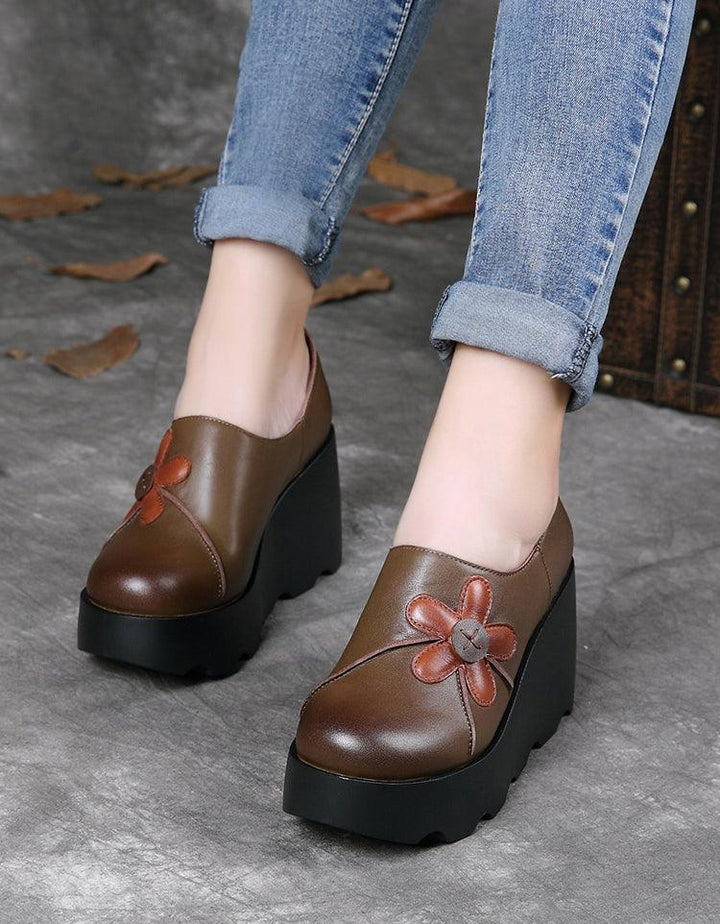 Waterproof Anti-slip Handmade Retro Wedge Shoes - ZYLIRA