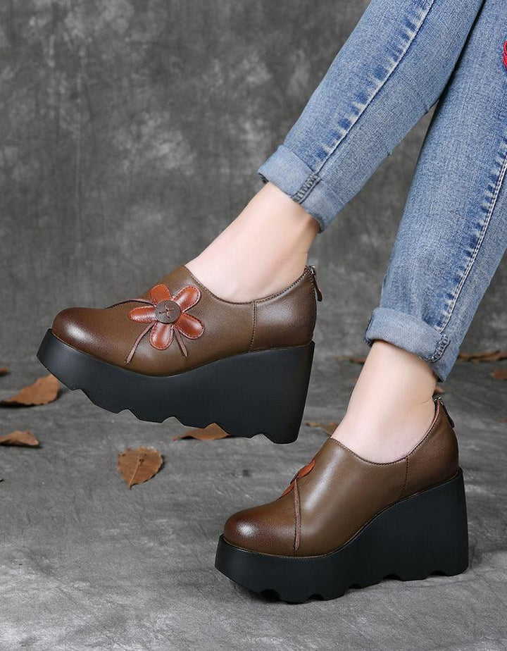 Waterproof Anti-slip Handmade Retro Wedge Shoes - ZYLIRA