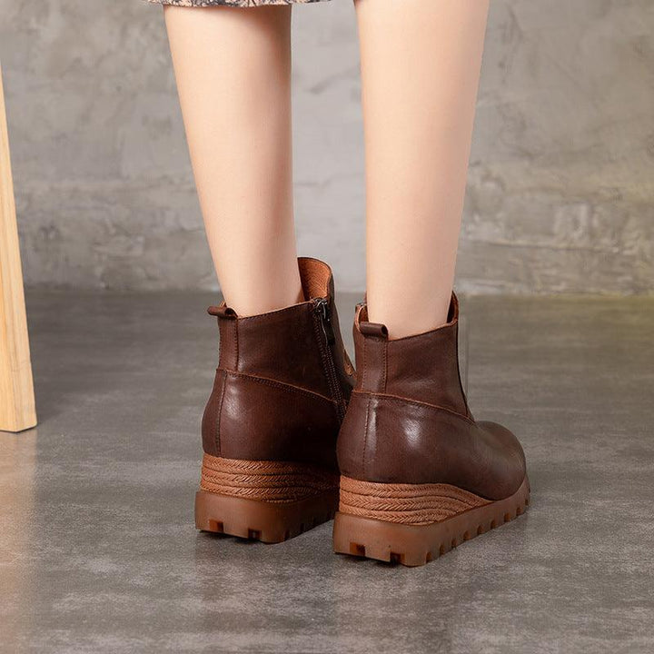 Handmade Retro Embroidery Wedge Boots - ZYLIRA