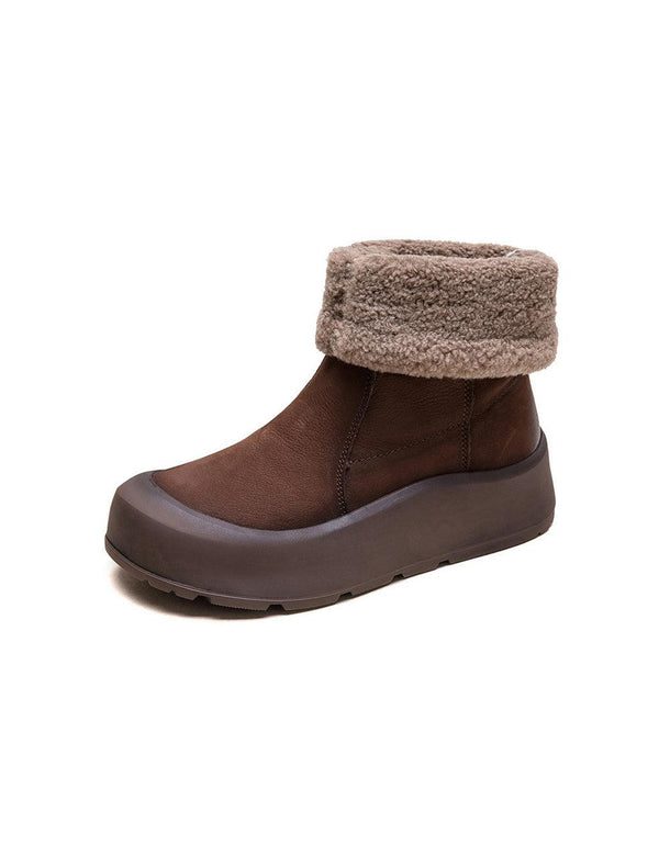 Handmade Wide Toe Box Suede Winter Snow Boots with Fur - ZYLIRA