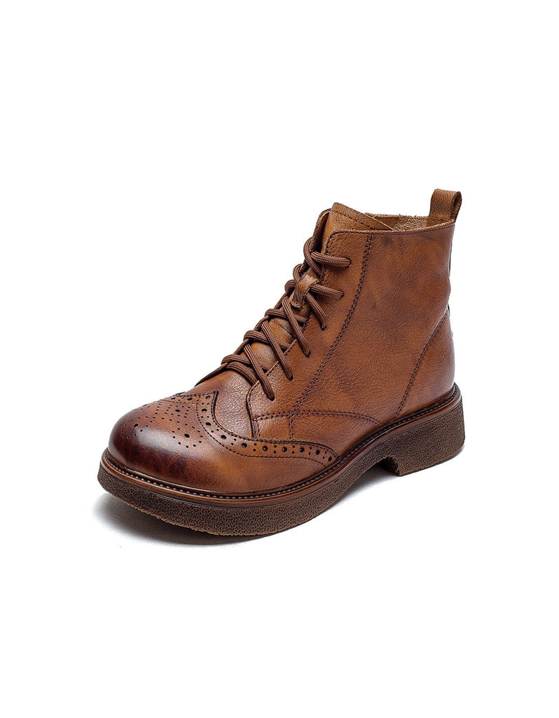 WinterAutumnRoundToeBrogueStyleBritishStyleBootsobiono