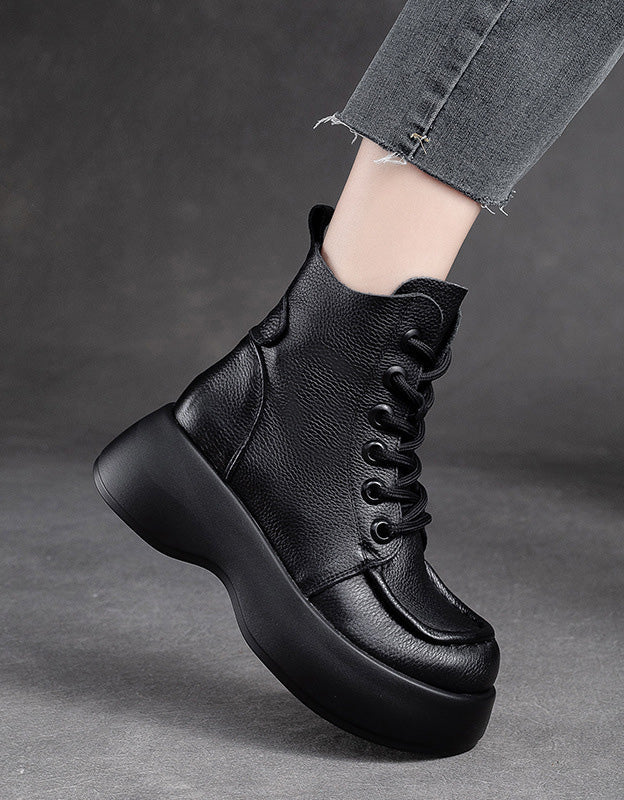 platform boots for women, handmade retro wide toe winter boots. zylira 