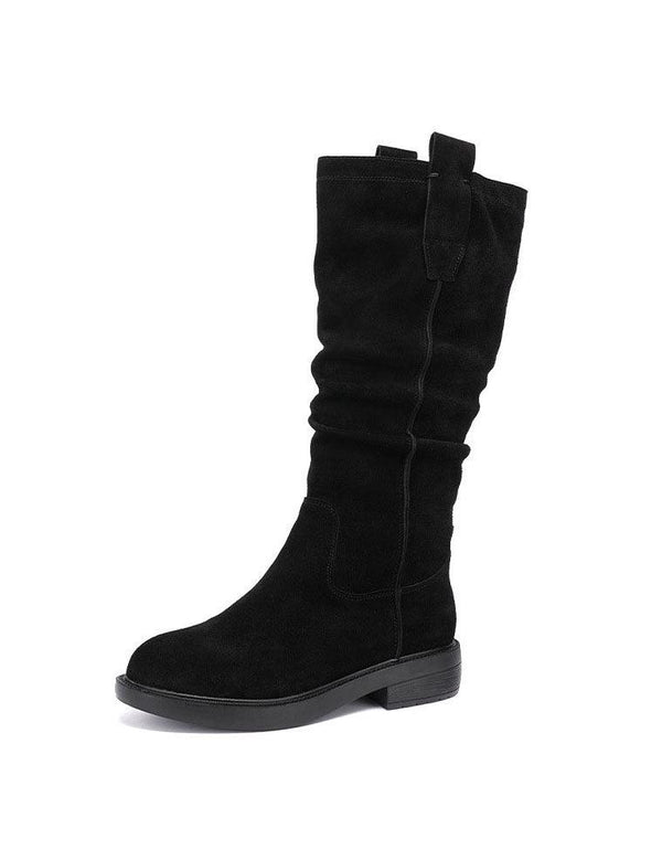 Winter Suede Mid Calf Long Leather Boots - ZYLIRA