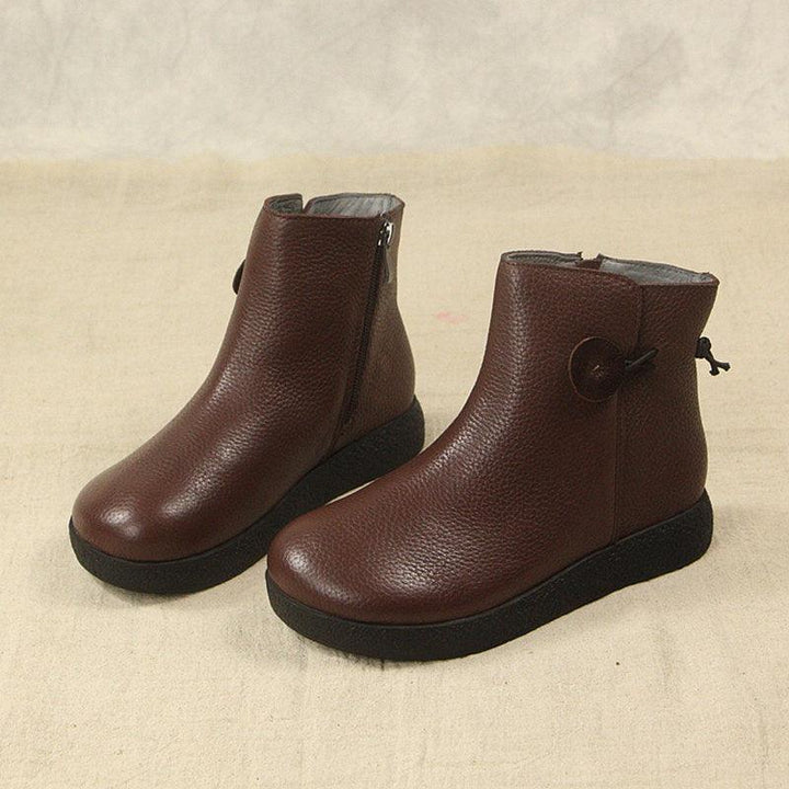 Winter Retro Leather Comfortable Velvet Boots - ZYLIRA