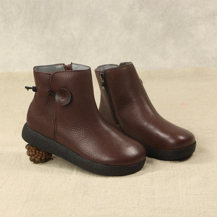 Winter Retro Leather Comfortable Velvet Boots - ZYLIRA