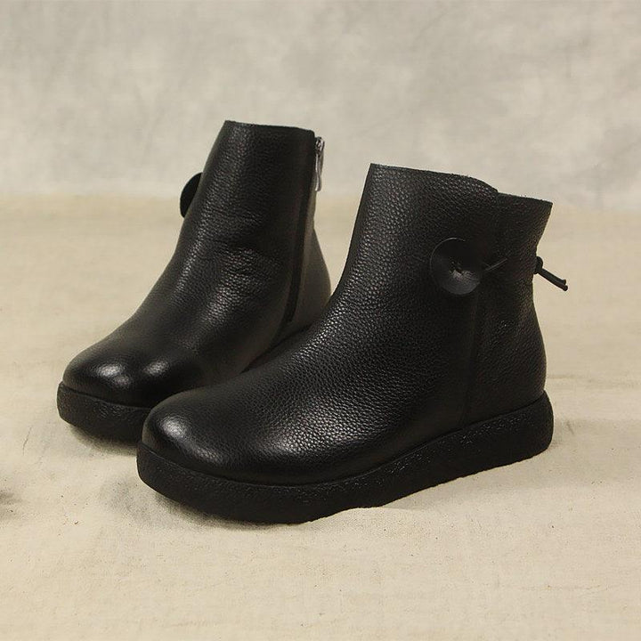 Winter Retro Leather Comfortable Velvet Boots - ZYLIRA