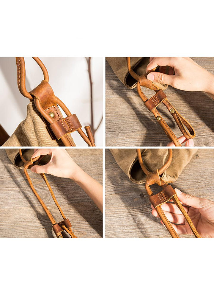 Women Canvas And Leather Crossbody Bag - ZYLIRA