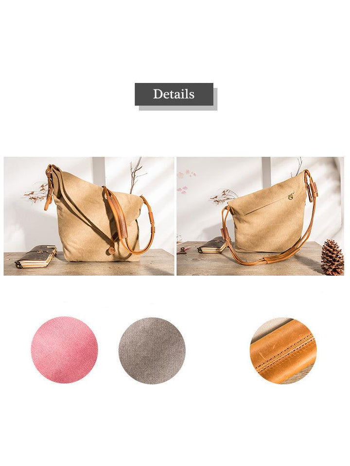 Women Canvas And Leather Crossbody Bag - ZYLIRA