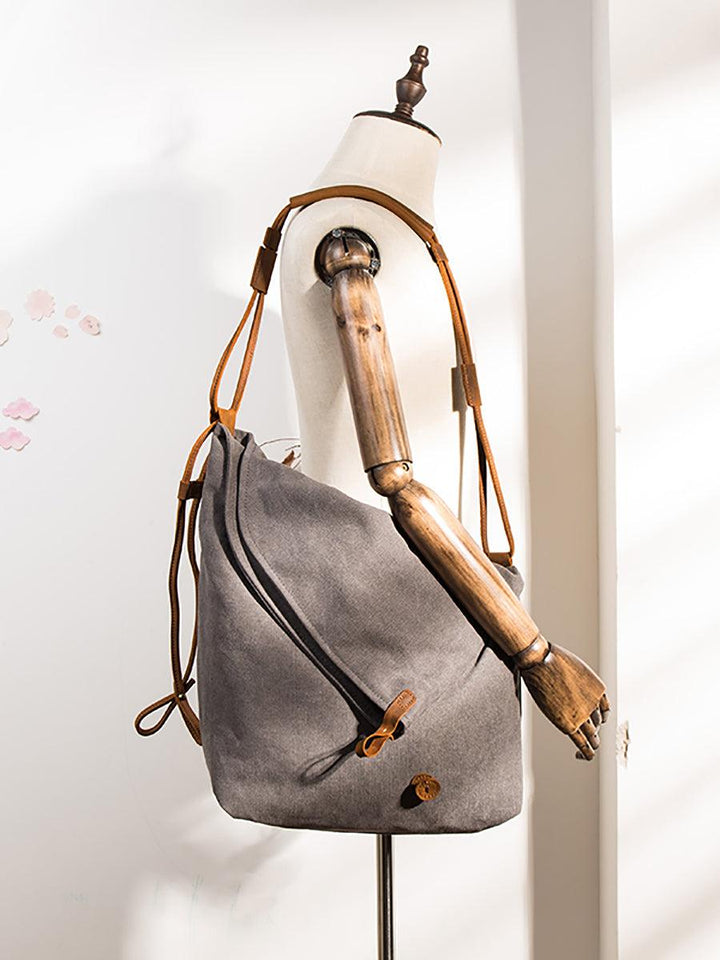 Women Canvas And Leather Crossbody Bag - ZYLIRA