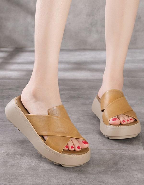 Women's Cross Strap Summer Wedge Slippers - ZYLIRA