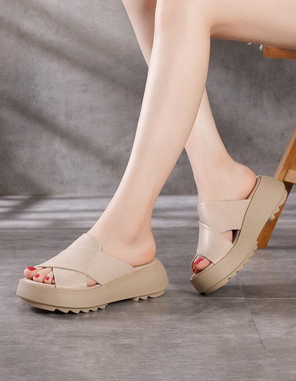 Women's Cross Strap Summer Wedge Slippers - ZYLIRA