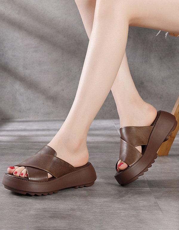 Women's Cross Strap Summer Wedge Slippers - ZYLIRA