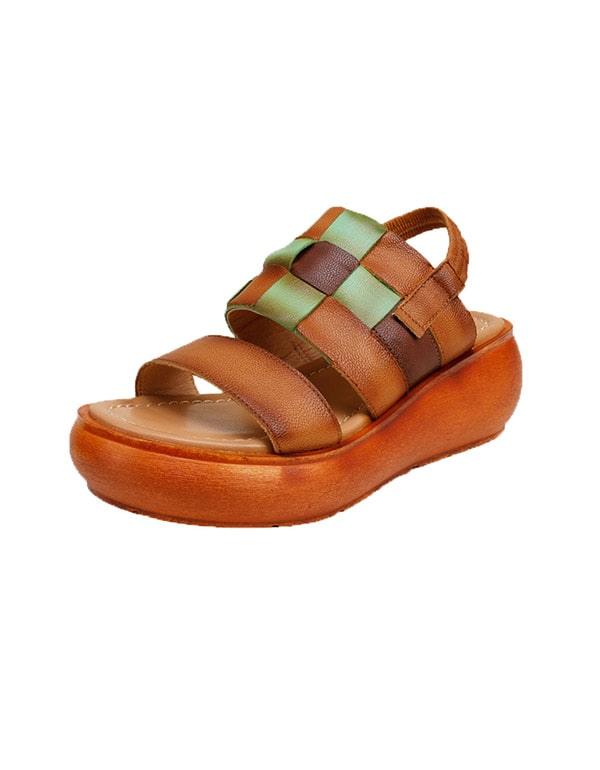 Women's Retro Woven Slingback Wedge Sandals - ZYLIRA