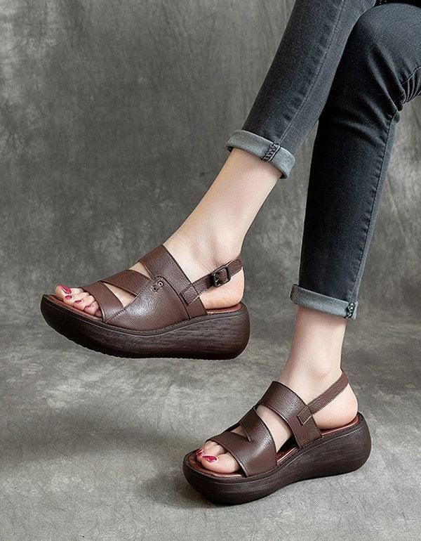 Women's Slingback Retro Wedge Sandals - ZYLIRA