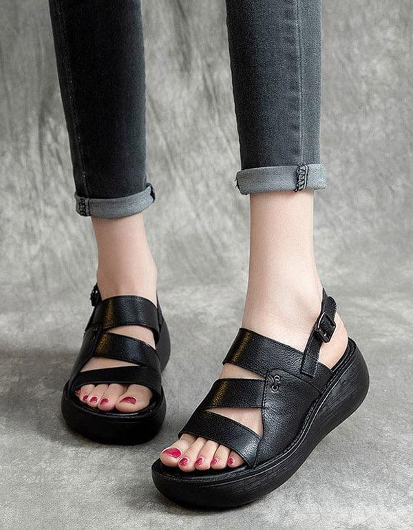 Women's Slingback Retro Wedge Sandals - ZYLIRA