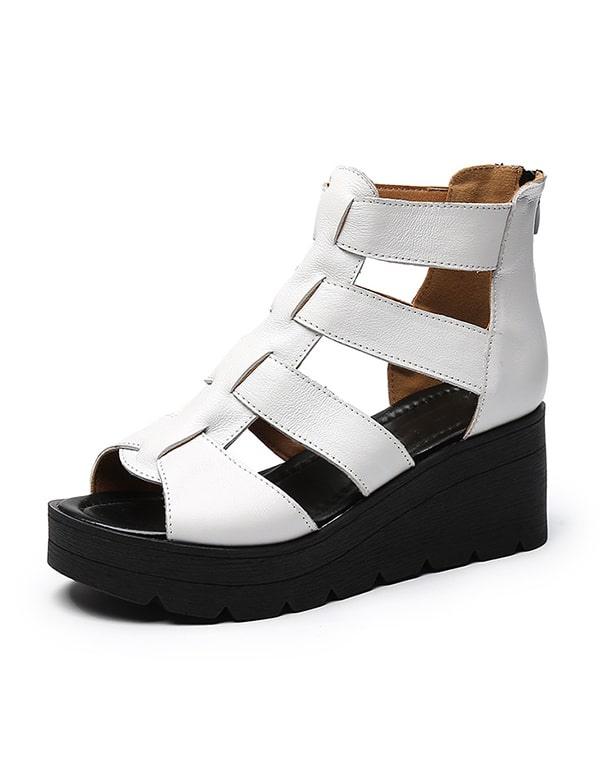 Women's Straps Rome Retro Wedge Sandals - ZYLIRA