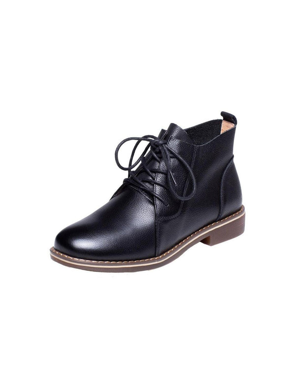 Pointed Toe Lace-up Retro Flat Boots - ZYLIRA