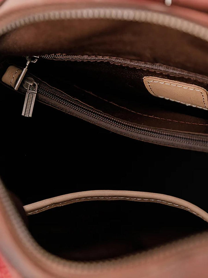 Casual Travel Color Matching Leather Backpack - ZYLIRA