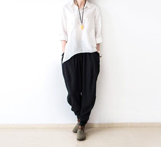 Women Loose Cotton Linen Harem Pants - ZYLIRA