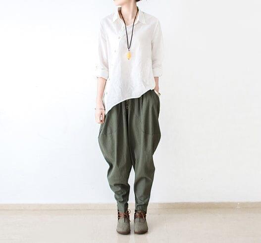 Women Loose Cotton Linen Harem Pants - ZYLIRA