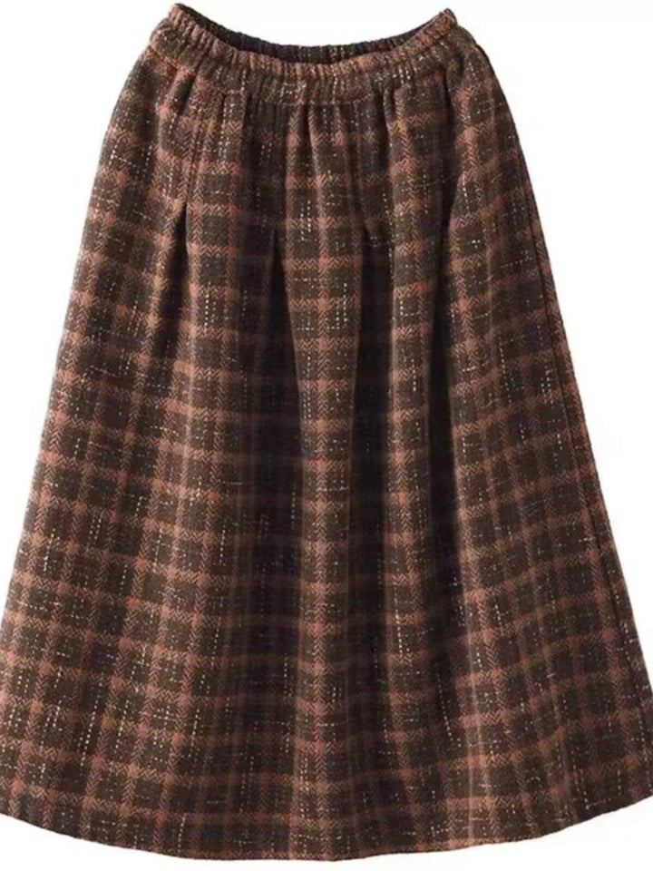 Autumn Casual Loose A-Line Plaid Skirt - ZYLIRA