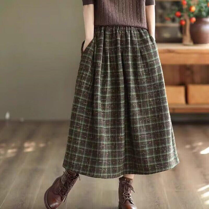 Autumn Casual Loose A-Line Plaid Skirt - ZYLIRA