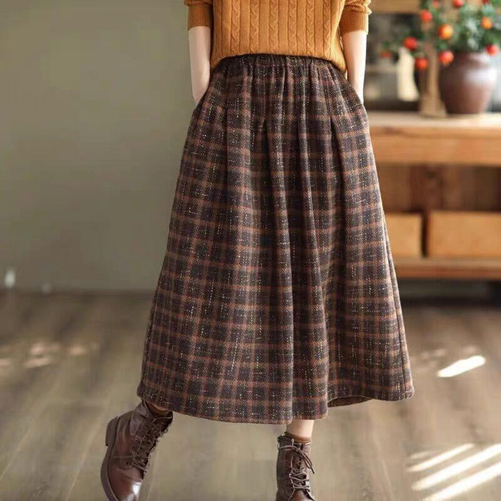 Autumn Casual Loose A-Line Plaid Skirt - ZYLIRA