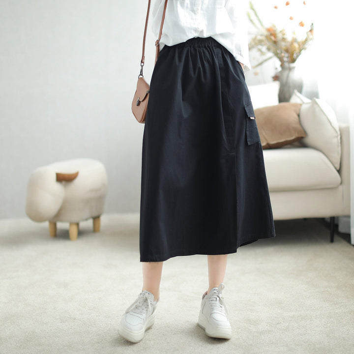 Autumn Casual Minimalist Cotton A-Line Skirt - ZYLIRA