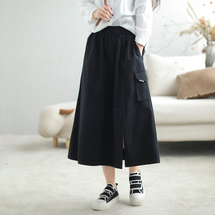 Autumn Casual Minimalist Cotton A-Line Skirt - ZYLIRA