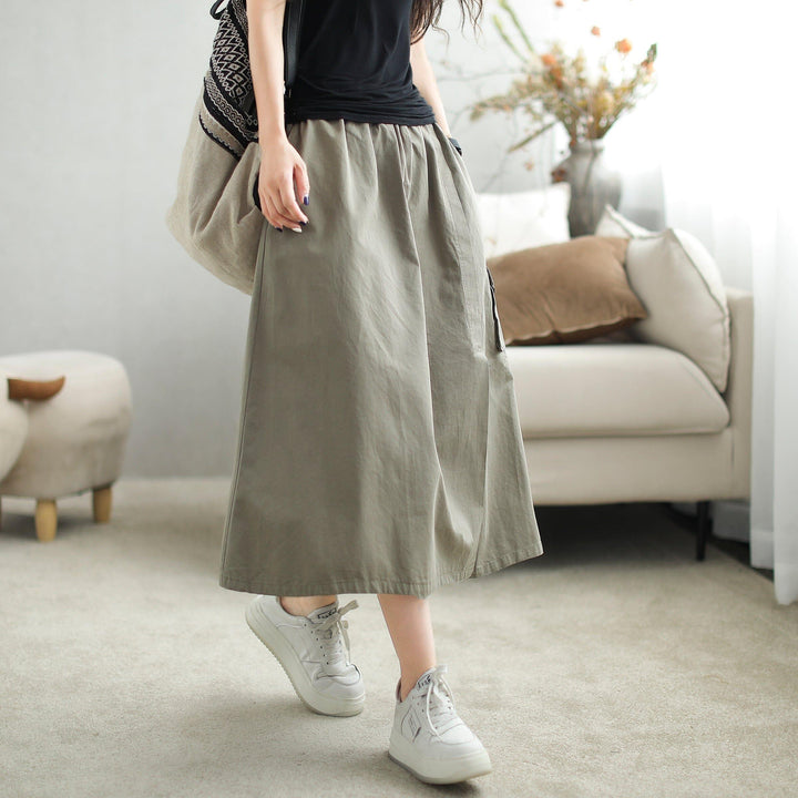 Autumn Casual Minimalist Cotton A-Line Skirt - ZYLIRA