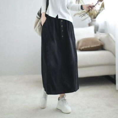 Autumn Casual Minimalist Cotton Denim Skirt - ZYLIRA